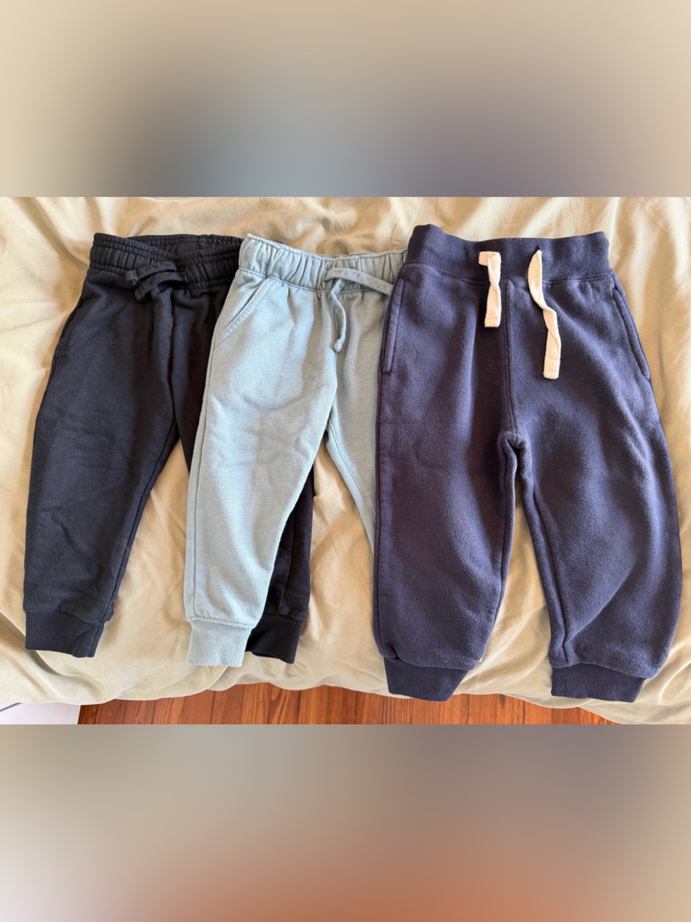 Toddler Bundle of Drawstring Jogger Pants - Navy, Black, Light Blue, Size 2T